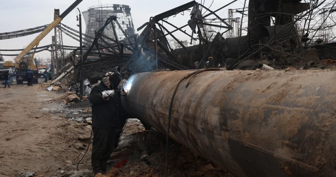 Zniszczenia w elektrociepłowni Darnicka  po rosyjskim ataku rakietowym