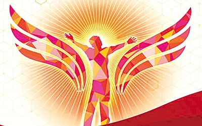 Fragment logo wydarzenia Wings of Theology: Search for Harmony of Life („Skrzydła teologii: Poszukiwanie harmonii życia”).