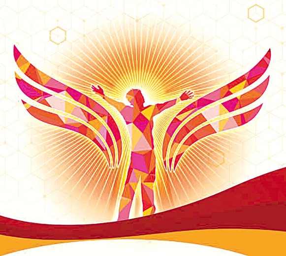 Fragment logo wydarzenia Wings of Theology: Search for Harmony of Life („Skrzydła teologii: Poszukiwanie harmonii życia”).