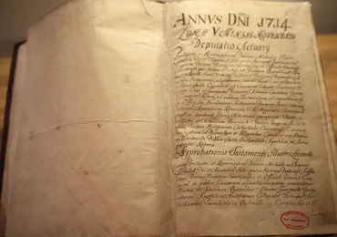 Akta sprawy zatwierdzenia testamentu szlachcica przed sądem kościelnym w Krakowie z 1714 roku. 