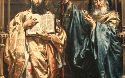Obraz apostołów Słowian,  świętych Cyryla i Metodego,  z bazyliki w Velehradzie na Morawach,  który namalował Jan Matejko  i podarował Morawianom w 1885 roku. 