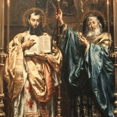 Obraz apostołów Słowian,  świętych Cyryla i Metodego,  z bazyliki w Velehradzie na Morawach,  który namalował Jan Matejko  i podarował Morawianom w 1885 roku. 