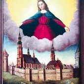 Obraz przedstawiający religijną wizję ocalenia miejscowości. Ze zbiorów Muzeum w Gliwicach.
