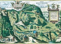 Mons Calvariae, najstarsza panorama sanktuarium kalwaryjskiego z 1617 r. umieszczona w dziele: G. Brauna, Civitates orbis terrarum, t. VI, Coloniae 1617