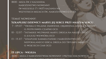 Nowenna - UROCZYSTOŚĆ NAJŚWIĘTSZEJ MARYI PANNY Z GÓRY KARMEL 